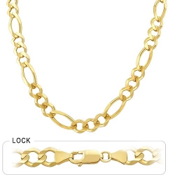 43.5gm 14k Yellow Gold Open Figaro Men's Chain 20 inch