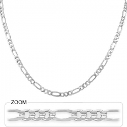 9gm 14k Solid White Gold Figaro Link Chain 16 inch