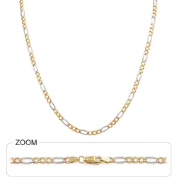 13gm 14k Tri Color Gold Figaro Chain 30 inch (3.50 mm)