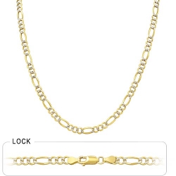 11.5gm 14k Yellow Gold White Pave Open Figaro Chain 18 inch