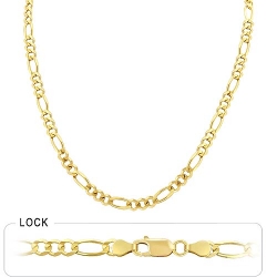 18.5gm 14k Solid Yellow Gold Open Figaro Chain 22 inch