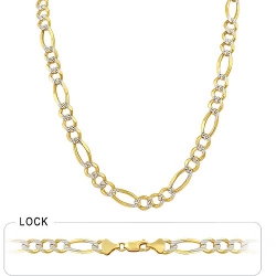 36gm 14k Yellow Gold White Pave Open Figaro Chain 20 inch