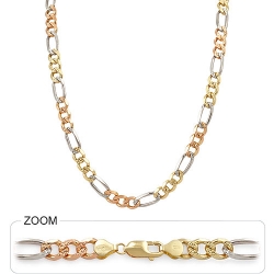 55gm 14k Tri Color Gold Heavy Figaro Chain 20 inch