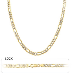 27gm 14k Solid Two Tone Gold Pave Figaro Chain 20 inch