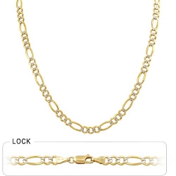 19gm 14k Two Tone Gold Pave Open Figaro Chain 24 inch