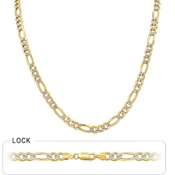 36gm 14k Yellow Gold White Pave Figaro Chain 20 inch