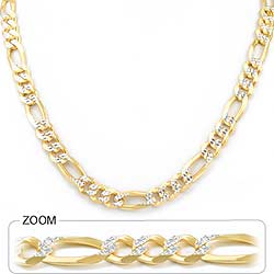 63gm 14K Yellow Gold White Figaro Necklace Chain 22 inch