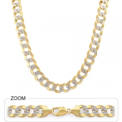 131gm 14k Two Tone Gold Pave Heavy Cuban Chain 26 inch