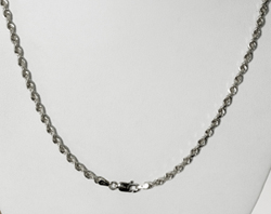 27.30gm 14k Solid White Gold Diamond Cut Rope Necklace Chain 24