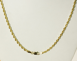 7.3gm 14k Solid Yellow Gold Diamond Cut Rope Women's Chain 16