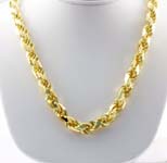 107.80gm 14k Solid Yellow Gold Diamond Cut Rope Women's Chain 24