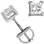 0.70 Ct Princess Diamond Stud Earrings Platinum F VS1