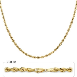 22gm 14k Solid Yellow Gold Diamond Cut Rope Chain 18 inch 4 m