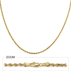 6.5gm 14k Solid Yellow Gold Diamond Cut Rope Chain 16 inch