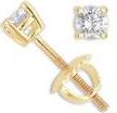 0.84 Ct Round Diamond Stud Earrings 14K Yellow Gold I VS1