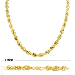 89 gm Solid 14K Yellow Gold Rope Chain 22 inch 7.00mm