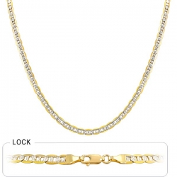 11gm 14k Two Tone Gold Pave Mariner Flat Chain 20 inch