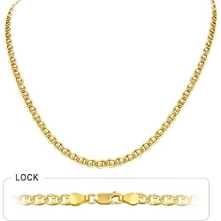 10.6gm 14k Two Tone Gold Concave Mariner Chain 18 inch