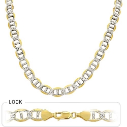 34gm 14k Two Tone Gold Mariner Concave Chain 18 inch