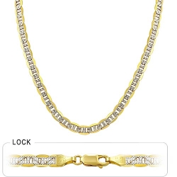 25gm 14k Yellow Gold Pave Flat Mariner Chain 20 inch