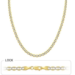 6.8gm 14k Yellow Gold Pave Flat Mariner Chain 16 inch