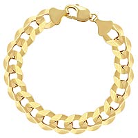 25 gm 14K Yellow Gold Flat Cuban Men's Bracelet 8 inch