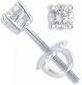 1.00 Ct Round Diamond Stud Earrings 14k White Gold H SI1