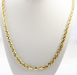 34gm Solid 14K Yellow Gold Diamond Cut Rope Chain Necklace 20