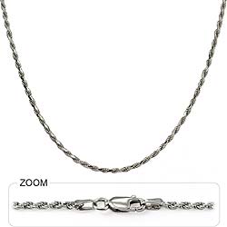 17.2 gm 14k Solid White Gold Diamond Cut Italian Rope Chain 20 inch