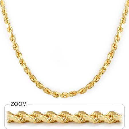 43.5 gm 14k Yellow Gold Solid Heavy Rope Chain 26 inch