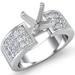1.80 Ct Princess Diamond Engagement Ring Setting 14K White Gold