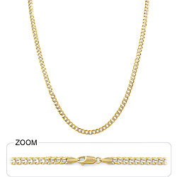 13.40gm 14k Two Tone Gold Mens Heavy Cuban Pave Chain 20 inch