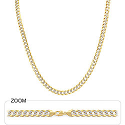 16.00 gm 14k Two Tone Gold Men's Heavy Cuban Pave Chain 16 inch