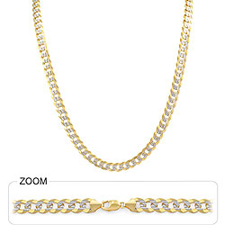 28.00 gm 14k Two Tone Gold Men's Heavy Cuban Pave Chain 18