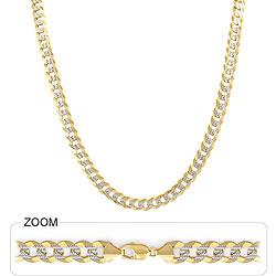 38.00gm 14k Two Tone Gold Men's Heavy Cuban Pave Necklace Chain 18 inch