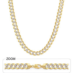 62 gm 14k 2Tone Gold Men's Heavy Cuban Pave Necklace Chain 20 inch