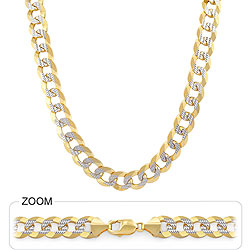 74.00gm 14k Two Tone Gold Men's Heavy Cuban Pave Chain 20 inch