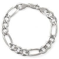 28 gm 14K White Gold Link Men's Bracelet Chain 8 inch