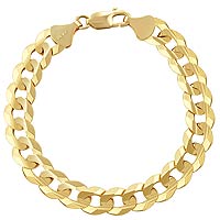 20.00 gm 14K Yellow Gold Mens Flat Cuban Pave Bracelet 7.5 inch