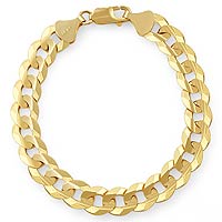 24.50gm 14K Solid Yellow Gold Flat Cuban Bracelet Chain 8 inch