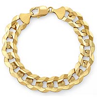 41 gm 14K Yellow Gold Flat Cuban Link Bracelet Chain 8 inch