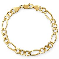 17gm 14K Yellow Gold Figaro Mens Bracelet Chain 9 inch