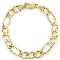 18 gm 14k Gold Yellow Open Figaro Mens Bracelet 8 inch