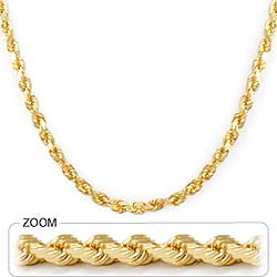 40.2gm Solid 14K Yellow Gold Rope Chain Necklace 22 inch 5mm