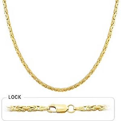 37g 14k Gold Yellow Mens Byzantine Chain 24 Necklace  