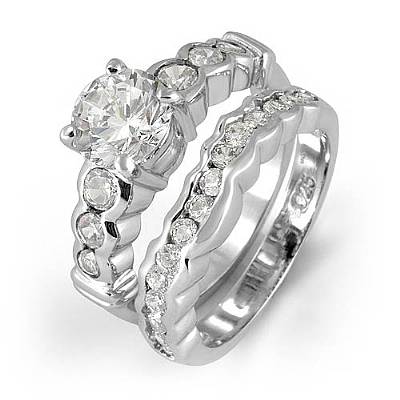 05gm round cz bridal set engagement ring 925 sterling silver